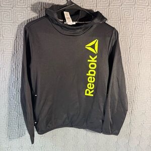 Reebok Pullover Hoodie Boys Large 10/12 Black Neon Letters